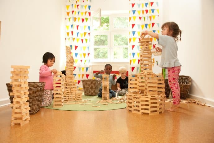 Children build together